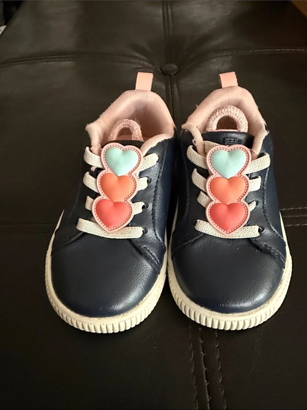 Carter's Navy Sneakers with Pink & Coral Heart Accents
